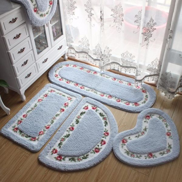 

bath mats soft water absorption floor mat anti-slip bathroom door oval shape 40*60/50*80/45*120cm home decor rug carpet