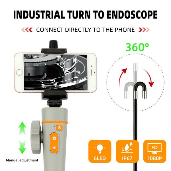 

cameras 1080p multifunctional steering 8mm with 6 led for car sewer drain inspection wifi taking video recording