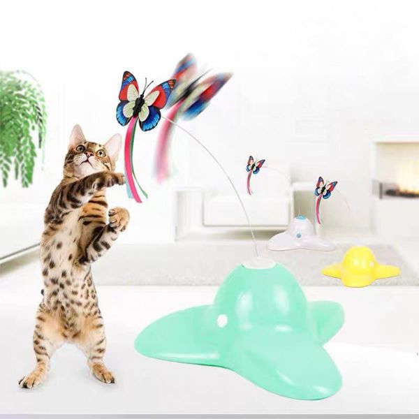 

cat toys funny exercise electric flutter rotating kitten chasing teaser interactive bug butterfly toy