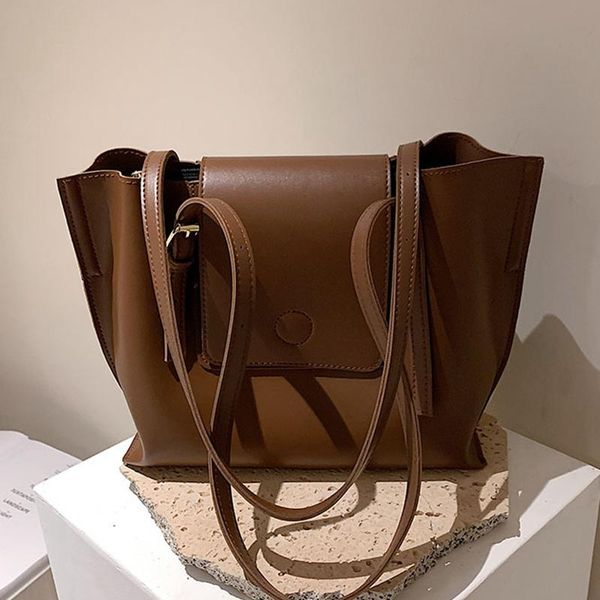 

evening bags casual tote middle women's bag hasp pu leather shoulder female shopping fashion women 2021 solid handbags