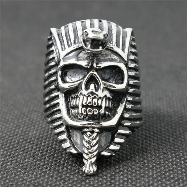 

cluster rings 316l stainless steel cool egyptian pharaoh est skull ring, Golden;silver