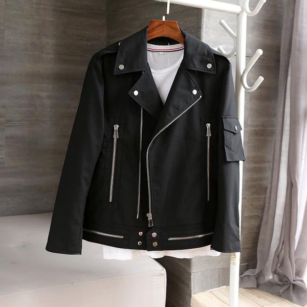 

men's jackets autumn 2022 winter mens fashion vintage loose short casual turn-down collar button pockets solid zipper outerwear, Black;brown