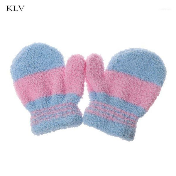 

cute infant baby kid boys girls warm winter gloves toddler knit rainbow mittens for kids children1, Slivery;white