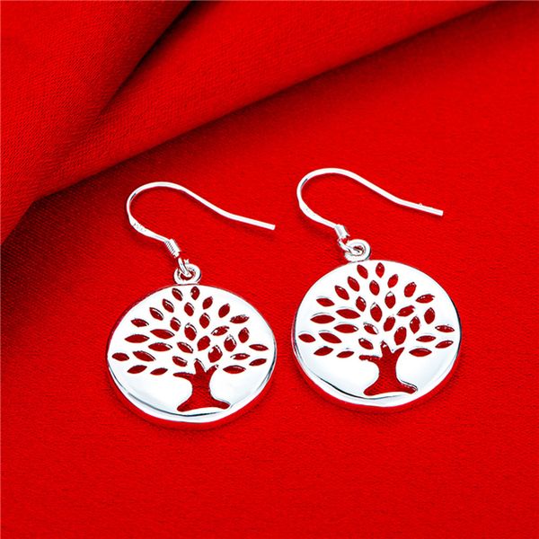 

christmas tree sterling silver plated earrings size 3.6cm*1.9cm dmse827,fashion 925 silver plate earring jewelry charm, Golden