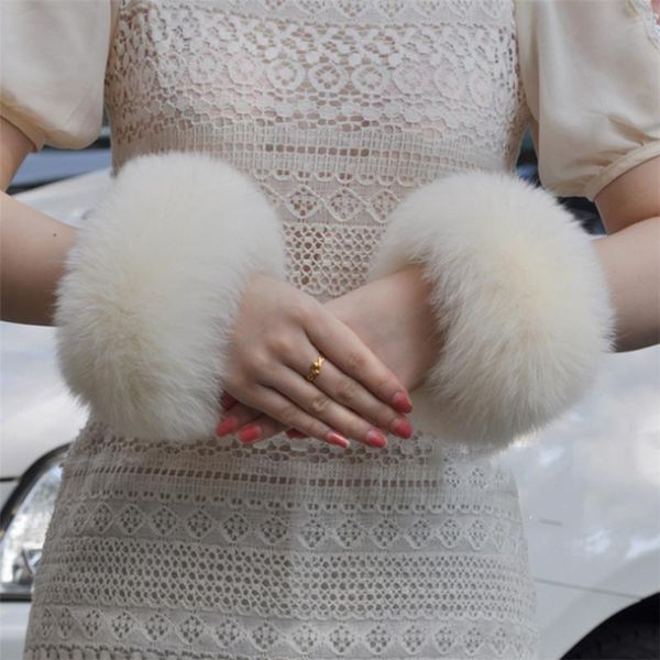 

fingerless gloves real genuine fur cuffs fashion natural cuff accessories arm sleeve, Blue;gray