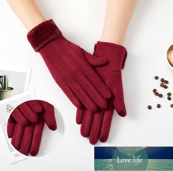 Fünf-Finger-Handschuhe Frühling Winter Mode Damen Warm halten Manschette Weiches Futter Hand für Frauen1