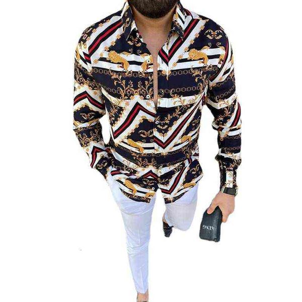 

2021 menswear trend printing fashion slim fit shirt men, White;black