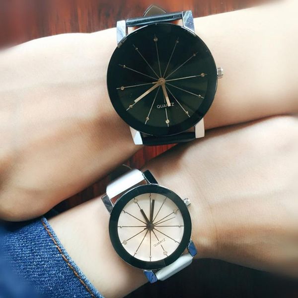 

wristwatches pareja reloj couple watches men women leather fashion casual watch creative wristwatch clock relogio pares, Slivery;brown