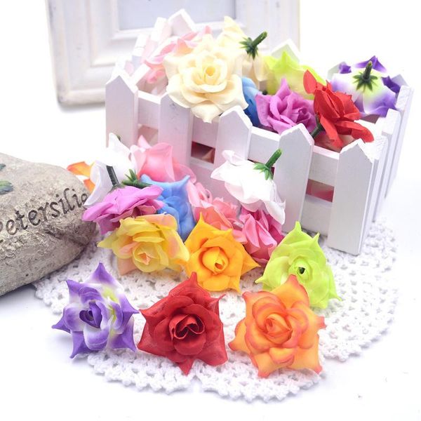 

10pcs/lot 4.5cm silk rose flower head artificial flower wedding party home decor diy wreath scrapbook gift box craft fak jllrju