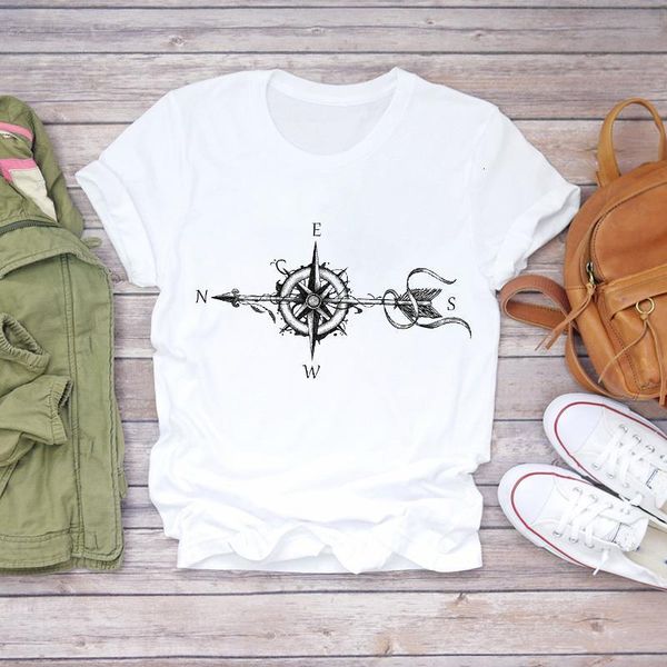 

women cartoon arrow geometric direction vintage clothes lady t-shirts womens t shirt ladies graphic female tee t-shirt, White