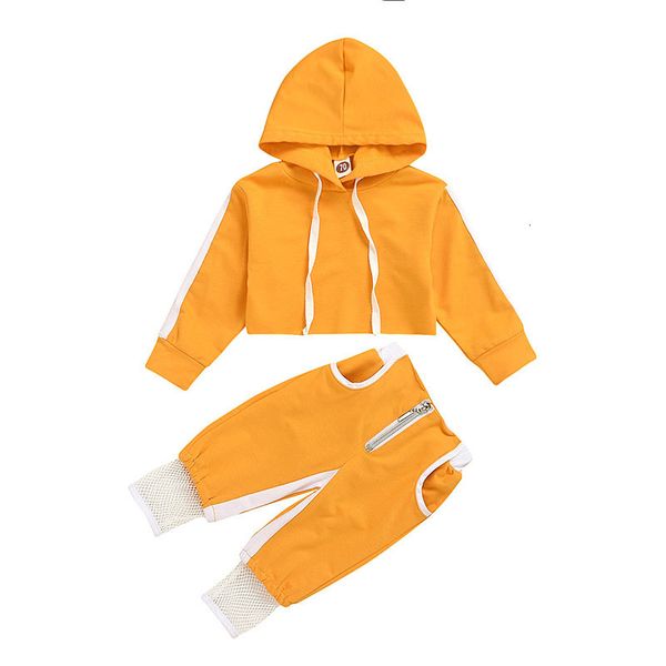 

2021 new orange sports baby sets cotton long sleeve hooded +pants spring newborn girl clothes outfit 6-24 months pqu7, White