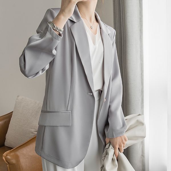 

new arrival fashion women korean spring ol temperament professional long sleeve double-breasted casual simple loose black suit yv4j, White;black
