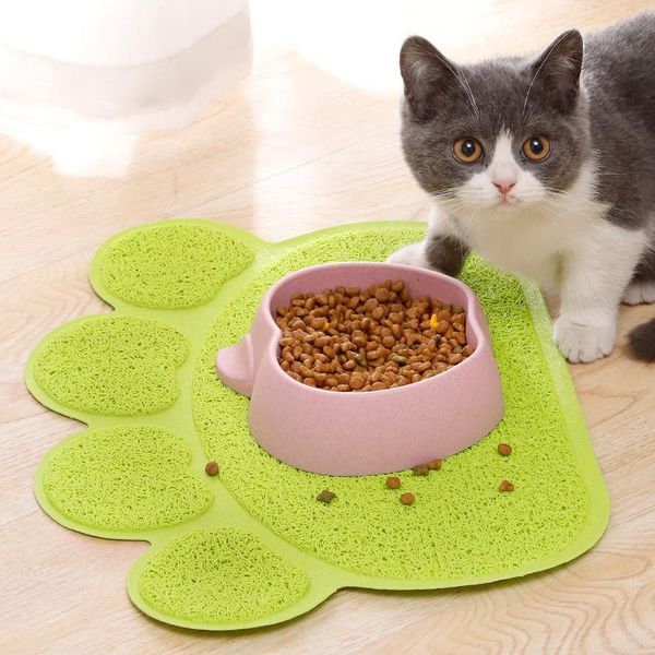 

cat beds & furniture waterproof litter mat double layer pvc pet feeding bowl placemat non-slip easy to clean claw-shaped dog