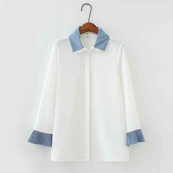 Большая распродажа весна и летняя корейская повседневная свободная блузка шифон из бисера элегантный темперамент 210615