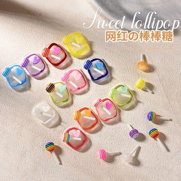 

nail art decorations 20pcs mix color lollipop 12*7mm 3d mini cute jelly candy charms diy cartoon manicure kawaii accessories ds#, Silver;gold