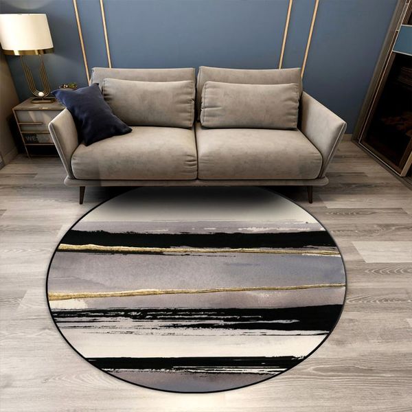 

carpets abstract strip black brown living room rug round sofa floor carpet simple modern coffee table mat chair bedroom decor