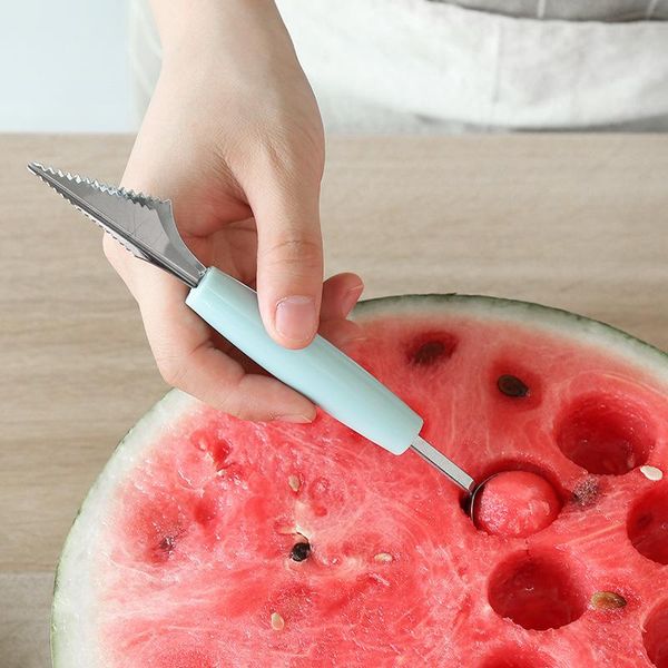 

forks fruit digger cut watermelon ball ice cream round spoon carved cutter platter digging