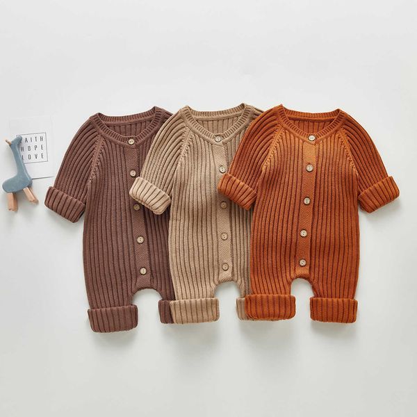 Strampler Baby Frühling Herbst Lange Ärmel Stricken Unisex Pullover Overall Baby Mädchen Einfache Baumwolle Body Ein Stück Junge Outfits J220922