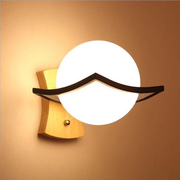 

wall lamp simple round glass ball led study e27 light for living room corridor bedroom bedside