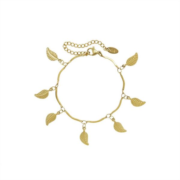 

link, chain stainless steel armbandjes dames simple small fresh bracelet leaf design for women gothic style accessories dia de la madre, Black