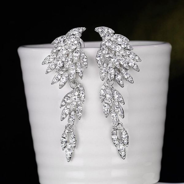 

luxury crystal rhinestone dangle earring for women eagle shape bridal wedding earrings fashion jewelry accessories, Silver