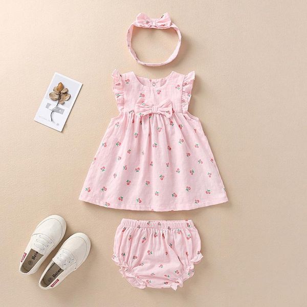 

clothing sets baby toddler kids girls ruffled fruit print pp pants hair band outfits fashion child casual summer clothes, White