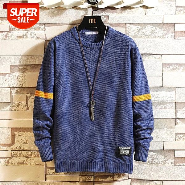 

2021 new sweaters men's black blue long sleeves autumn winter pullover knitted o-neck plus oversized 3xl 4xl 5xl #ex9y, White;black