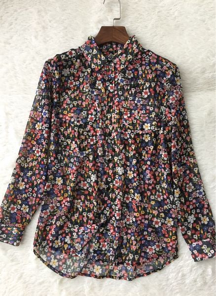 

2021 new blusa impresso flor bolso duplo feminino linha de ouro manga longa camisa e s pbkx, Black