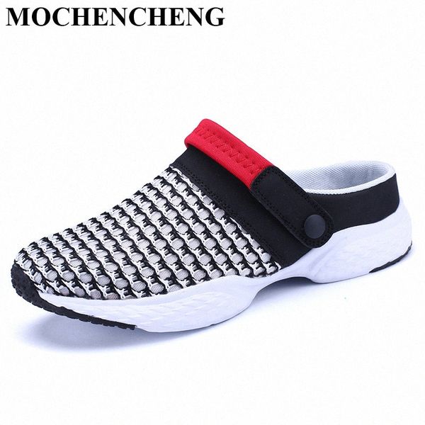 

new summer men sandals breathable mesh slip on slippers with soft outsole comfortable casual shoes beach lazy shoes outdoors z25 x09g#, Black