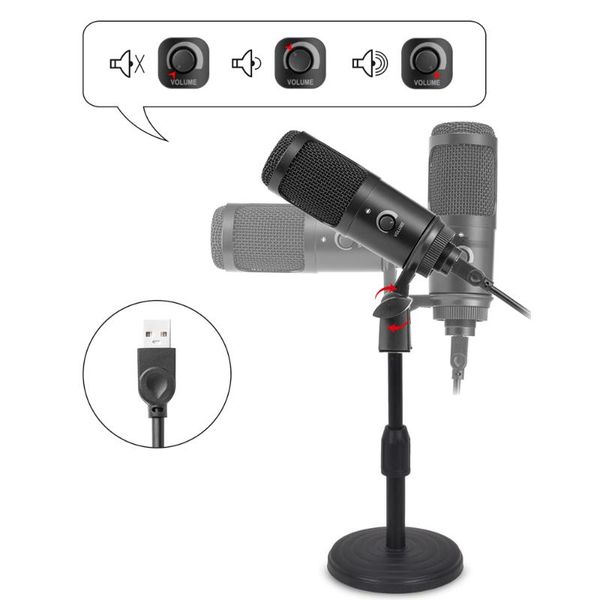 

m2 usb condenser microphone sound recording streaming mic cardioid studio vocals broadcast mic plug & play for online teaching