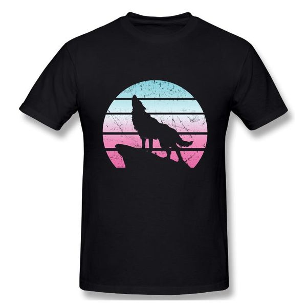 

men's t-shirts retro wolf t shirt man woman, White;black