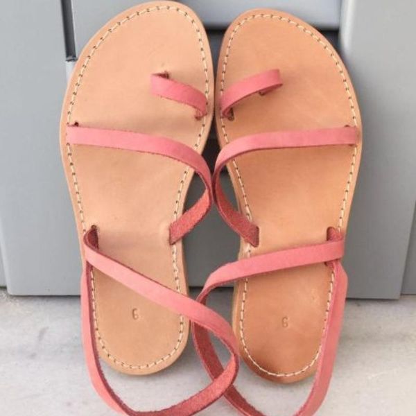 

sandals 2021summer women simple fashion pu leather versatile open toe thin belt flat soft soled beach shoes 5ke203, Black
