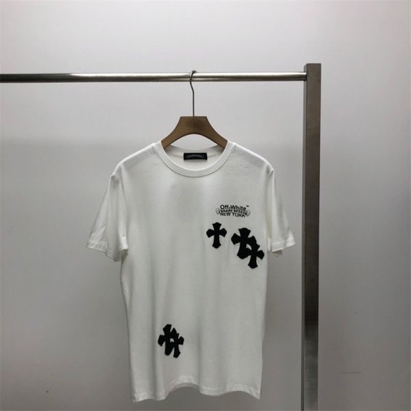 

65% off outlet online store summer cro short sleeve men's fashion brand loose t-shirt cross skin embroidery, White;black