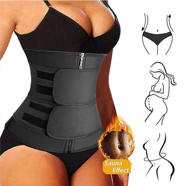 

women waist trainer neoprene body shaper belt slimming sheath belly reducing shaper tummy sweat shapewear workout corset, Black;gray