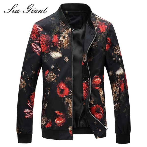 

2019 spring autumn new arrival mens ets printed flower chamarras para hombre slim fit casual men coat digner cloth 6xl, Black;brown