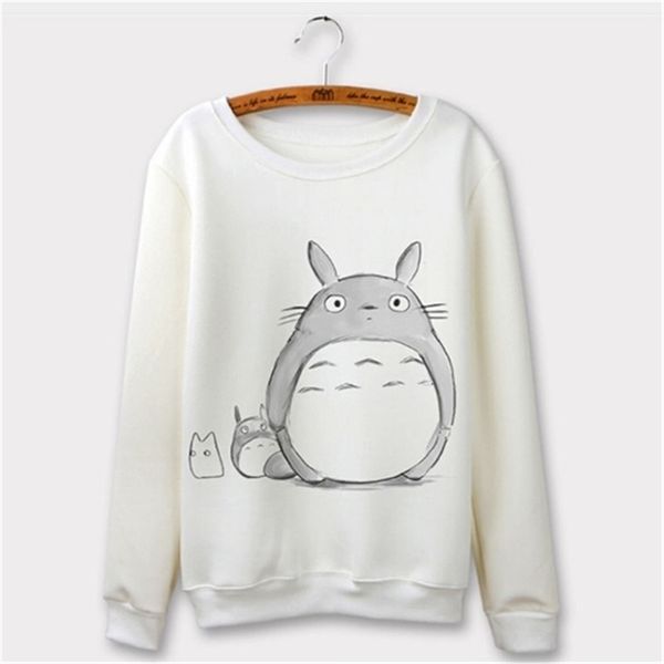

totoro hoodie women sweatshirt harajuku cartoon print hoodies long sleeve autumn clothing sudaderas mujer o-neck hoody lj201130, Black