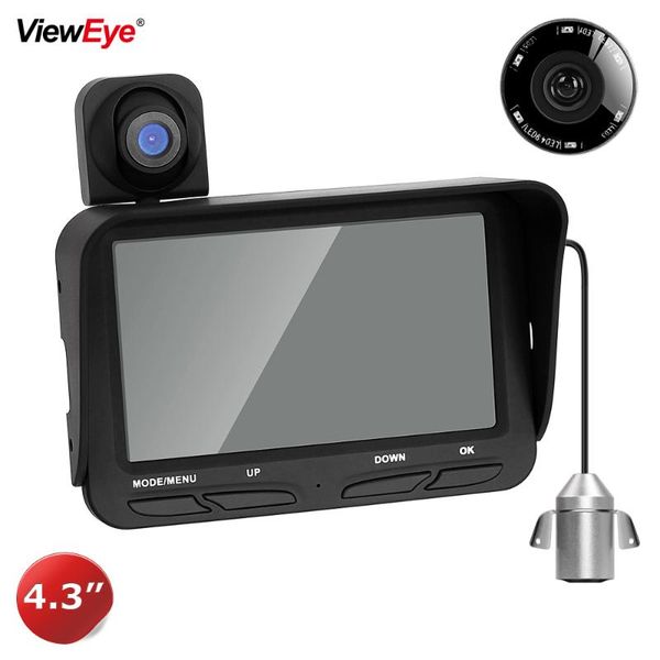

vieweye 2 cameras video fishfinder 4.3" color monitor 6 ir led 1000tvl underwater ice fishing camera fishcam 20m with record dvr