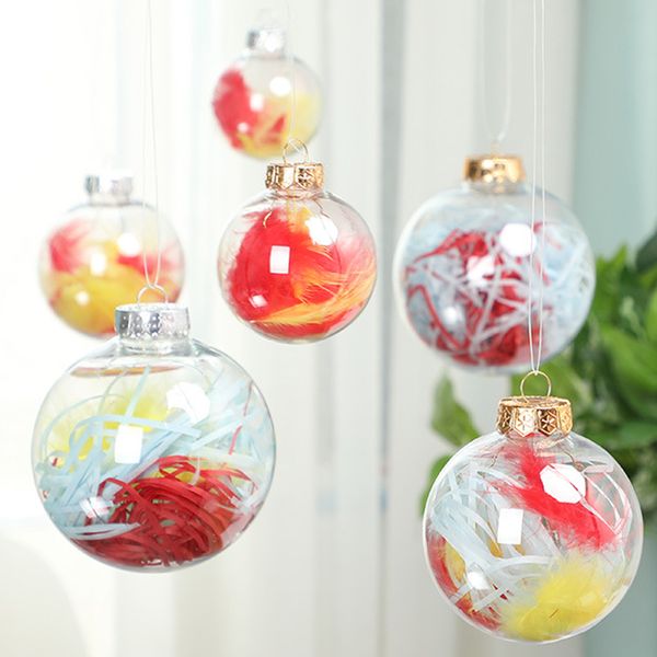 Рождественские Tress Decorations Ball круглая пустая пластиковая прозрачная безделушка DIY висит рождественское дерево орнамент 6/8 / 10см ремесленные принадлежности