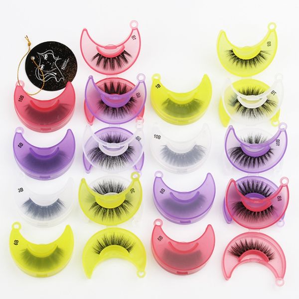 

3d imitation mink hair eyelashes false fake eyelash with moon shape box package