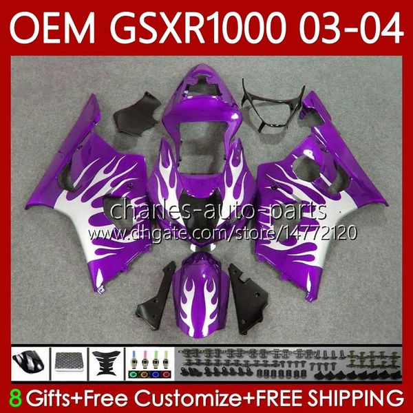 Обсуды OEM 100% подходят для Suzuki 1000CC K3 GSX-R1000 03-04 Body 67NO.190 GSXR 1000 CC GSXR1000 2003 2004 K 3 GSX R1000 GSXR-1000 03 04 Инъекционная плесень Беседа Фламесса