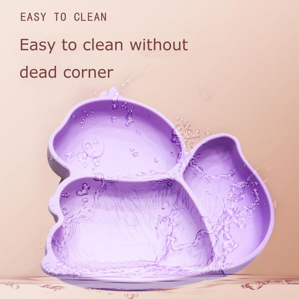 

dinner plate household simple solid color squirrel-shaped silicone tableware for boys girls bowls