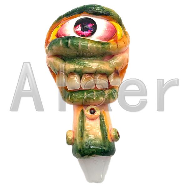 Cachimbo de mão de tabaco 3D Evil Monster Face Character Bong de vidro para fumar