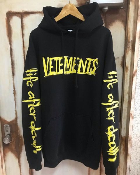 

2021 new 20ss hoodie men women big tag sweatshirts embroidery streetwear hip hop vetements pullover ywdk, Black