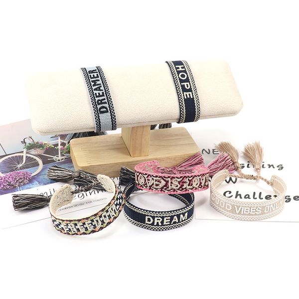 

souvenirs hand catenary embroidered word woven bracelet letter rope fashion small fresh tassel couple simple creative trinkets