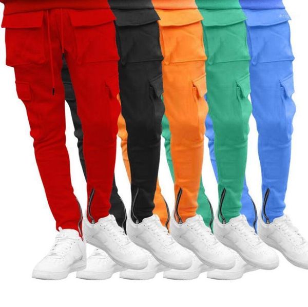 

men's pants mens joggers casual fitness men sportswear tracksuit bottoms skinny sweatpants trousers gyms track 5 colour, Black
