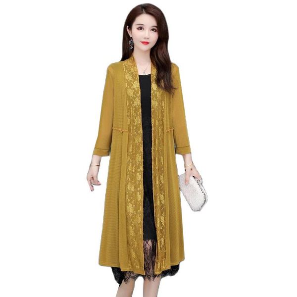 

women's trench coats thin coat summer sun protection clothing middle-aged elderly mother elegant windbreaker outerwear cloak cardigan, Tan;black