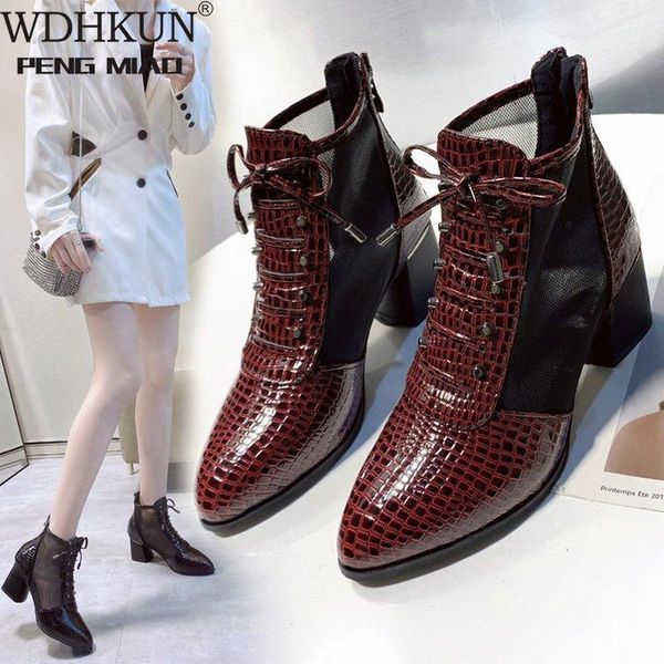 

sandals mesh female high-heeled relief ankle boots lace short cool snakeskin toe zipper shoes women summer 2021, Black