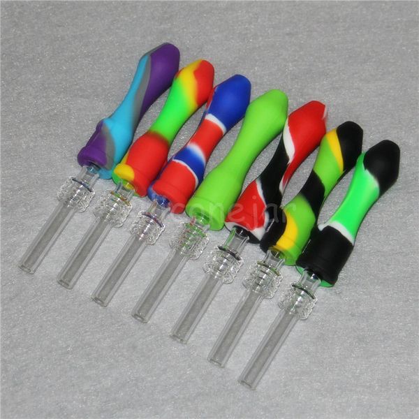 5pcs Narghilè Silicone Tubi di fumo Ti Nail NC Kit Set con 10mm GR2 Punta in titanio Tappo concentrato Dab Rigs Cera Bruciatore a nafta