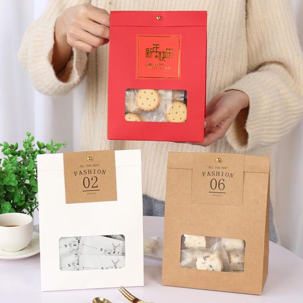 

gift wrap portable kraft paper boxes with transparent window for wedding birthday home party packaging gifts candy bread bags