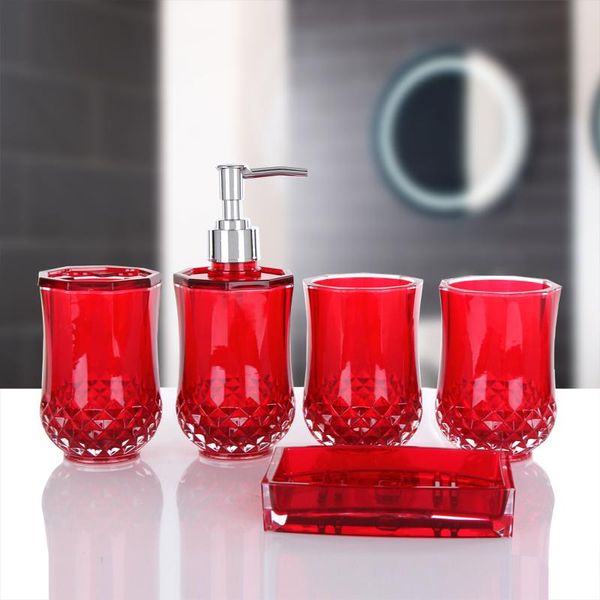 

bath accessory set american high-end wash brushing cup soap dish lotion bottle five-piece bathroom decoration accessories wedding product